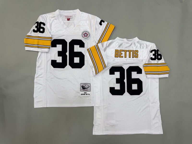 Men 2025 Pittsburgh Steelers #36 Bettis white Throwback Limited NFL Jersey style 001